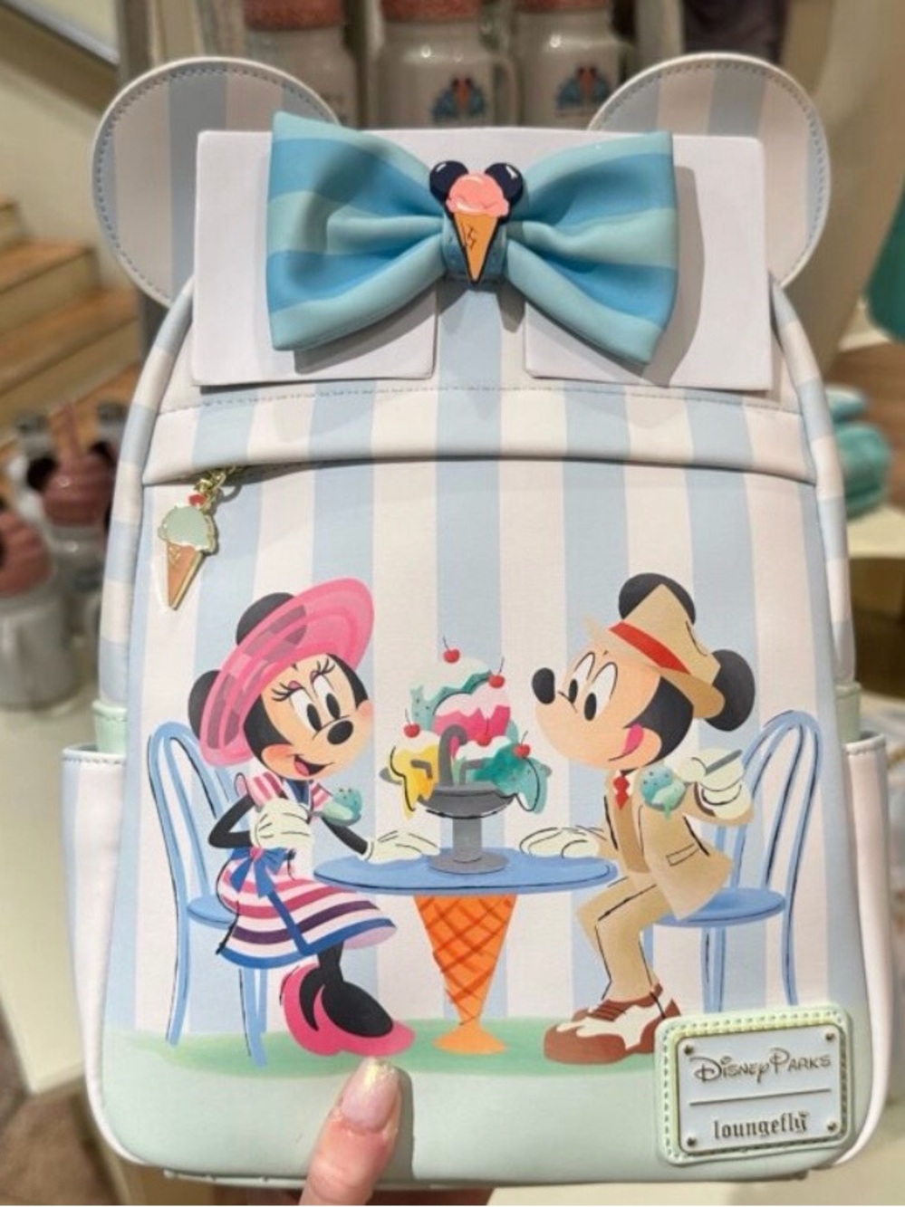 Disney LOUNGEFLY Mickey Minnie SCENTED Ice Cream Beach Mini Backpack New NWT